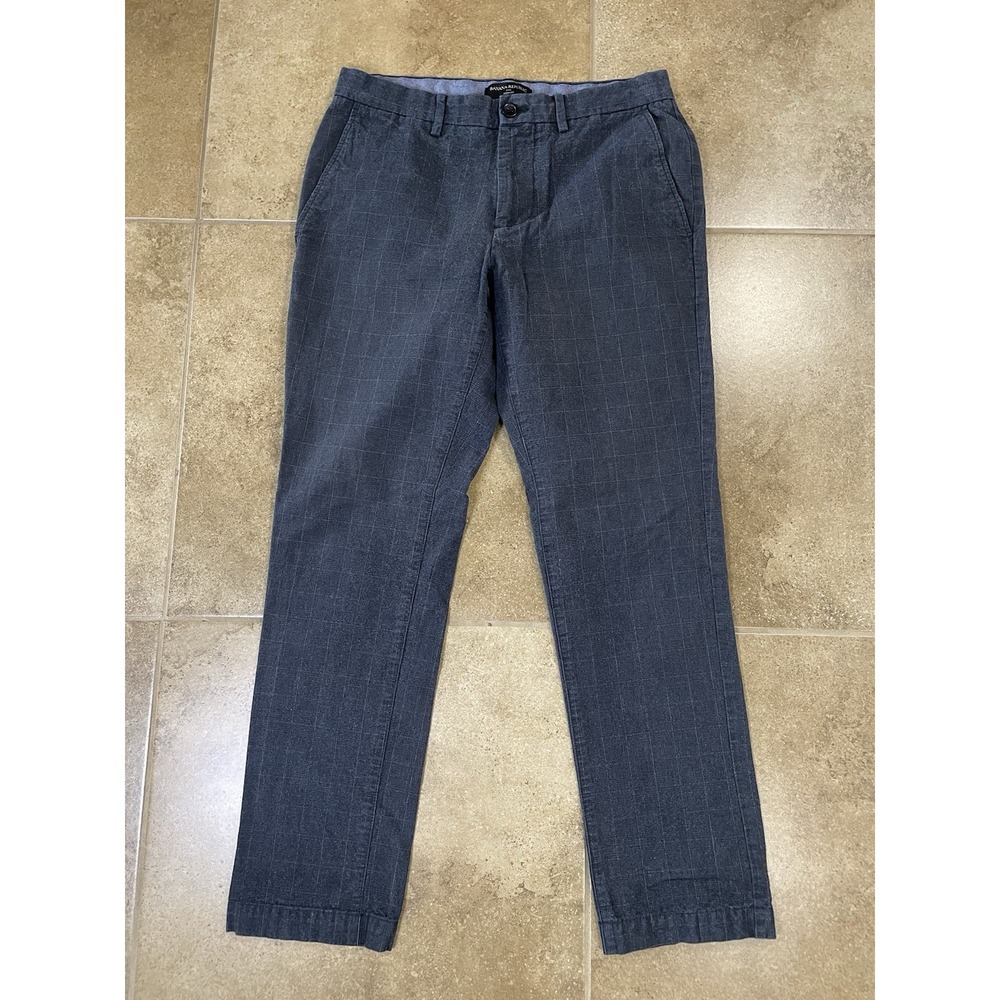 Banana Republic Men's 30x27 Aiden Fit Gray Plaid Dress Pants Flat Front